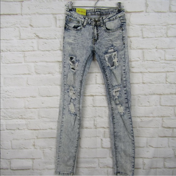 machine distressed jeans